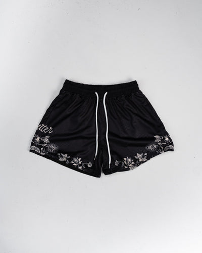Black Floral Mesh Shorts - Shop Better Today