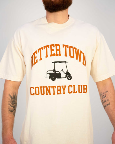 Cream/Brown Golf Cart Country Club Tee - Shop Better Today
