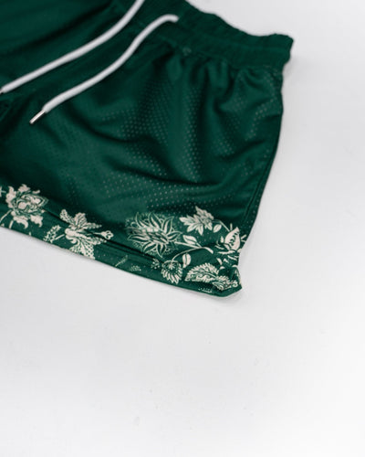 Green Floral Mesh Shorts - Shop Better Today