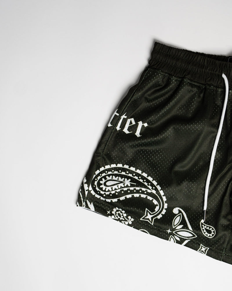Olive Paisley Mesh Shorts - Shop Better Today