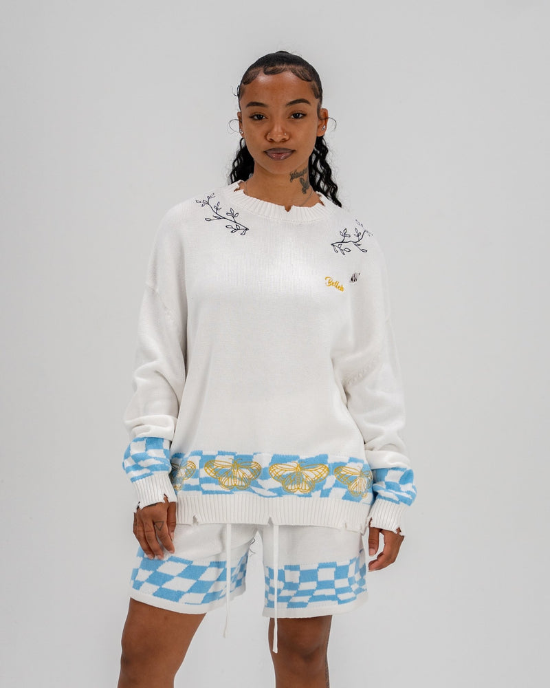 White Butterfly Knitted Sweater - Shop Better Today
