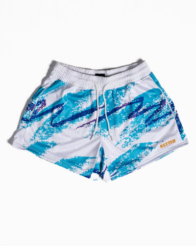 White Turquoise/Purple Dixie Cup Mesh Shorts - Shop Better Today