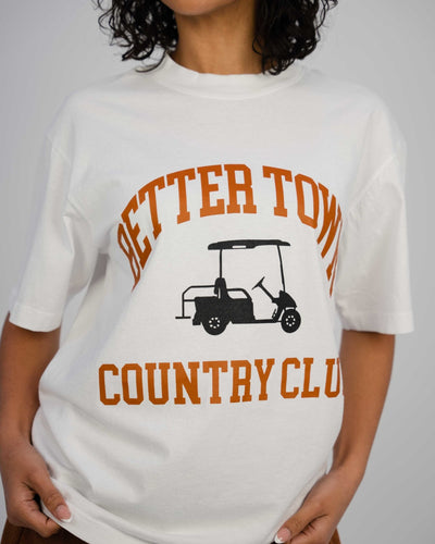 White/Brown Golf Cart Country Club Tee - Shop Better Today